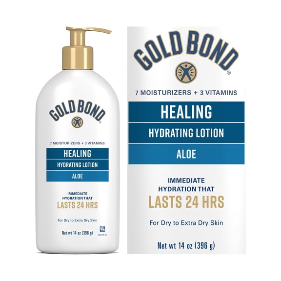 Gold Bond Healing Hydrating Lotion, 14 oz., Body Lotion With Aloe, Moisturizes, Immediate 24-Hour Hydration