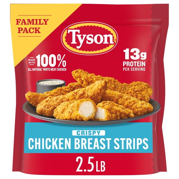 Tyson Crispy Chicken Breast Strips, Family Pack, 40 oz (Frozen, Fully Cooked)
