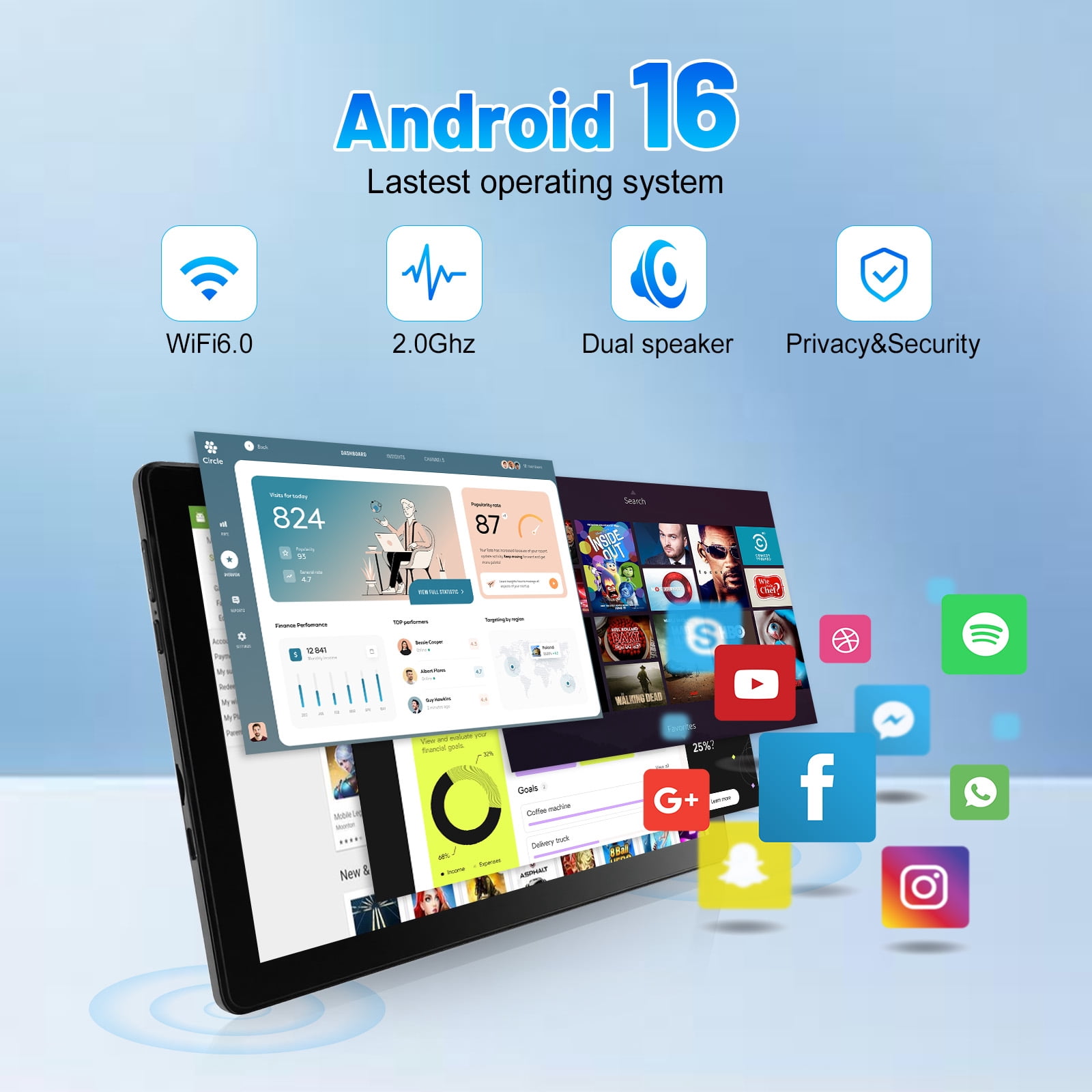 BUFO X6PRO 10Inch Android 16 Gemini AI Tablet Octa-Core T310 36GB+256GB 1TB Expand WiFi6 BT5.2 Widevine L1 5MP+8MP Dual Camera 6000mAh