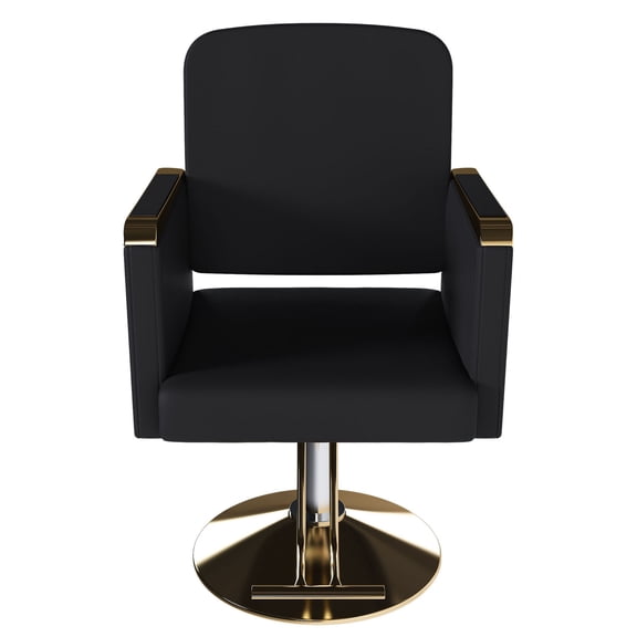 CQSXDA Professional Hydraulic Salon Chair 360 Degree Swivel Black Gold Upholstered Stylist Equipment for Salons and Spas