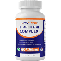 Vitamatic Lactobacillus Reuteri Complex - 22 Billion per DR Capsule - 60 Count - Digestive Support - Made with Prebiotic Inulin Fiber