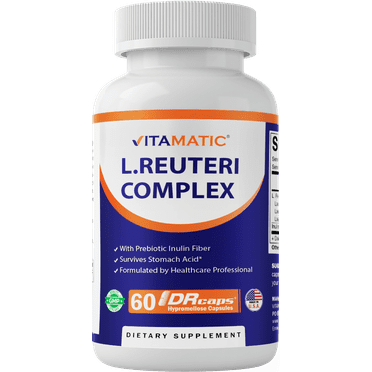 Vitamatic Lactobacillus Reuteri Complex - 22 Billion per DR Capsule - 60 Count - Digestive Support - Made with Prebiotic Inulin Fiber