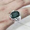 thumbnail image 2 of Emerald Corundum Mans Ring, Natural Emerald Corundum, May Birth Ring, Silver Jewelry, 925 Silver Ring, Gift, Heavy Mens Ring, Arabic Design, Ottoman Style Ring, Christmas, Turkey Mens Signet Ring, 2 of 5