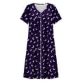 thumbnail image 2 of Sleepwear Dress for Women New Women’s Zip Print Nightgown with Pockets Round Neck Pleated Sleep Dress Summer Loose Comfy Home Nightshirt, 2 of 6