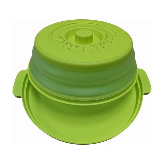 Green Microwave Splatter Cover & Bottom Pad,2026 New Microwave Splatter Cover & Bottom Mat - 10.5 Inch Foldable Ventilated Cover, Heat-resistant Thickened Design, Made of Durable Plastic and Sili