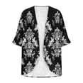 thumbnail image 5 of yoeyez Lightweight Cardigans for Women Floral Print 3/4 Sleeve Kimono Cardigan Loose Cover Up Casual Summer Beachwear 2026 Black,L, 5 of 6