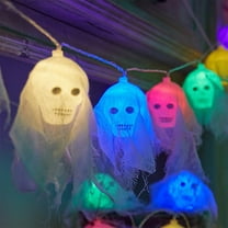 Inerposs Halloween Skull String Lights, 10ft LED Skeleton Lights, Battery-Powered Decoration for Indoor and Outdoor Parties, Colorful Halloween String Lights for Window and Patio Decor