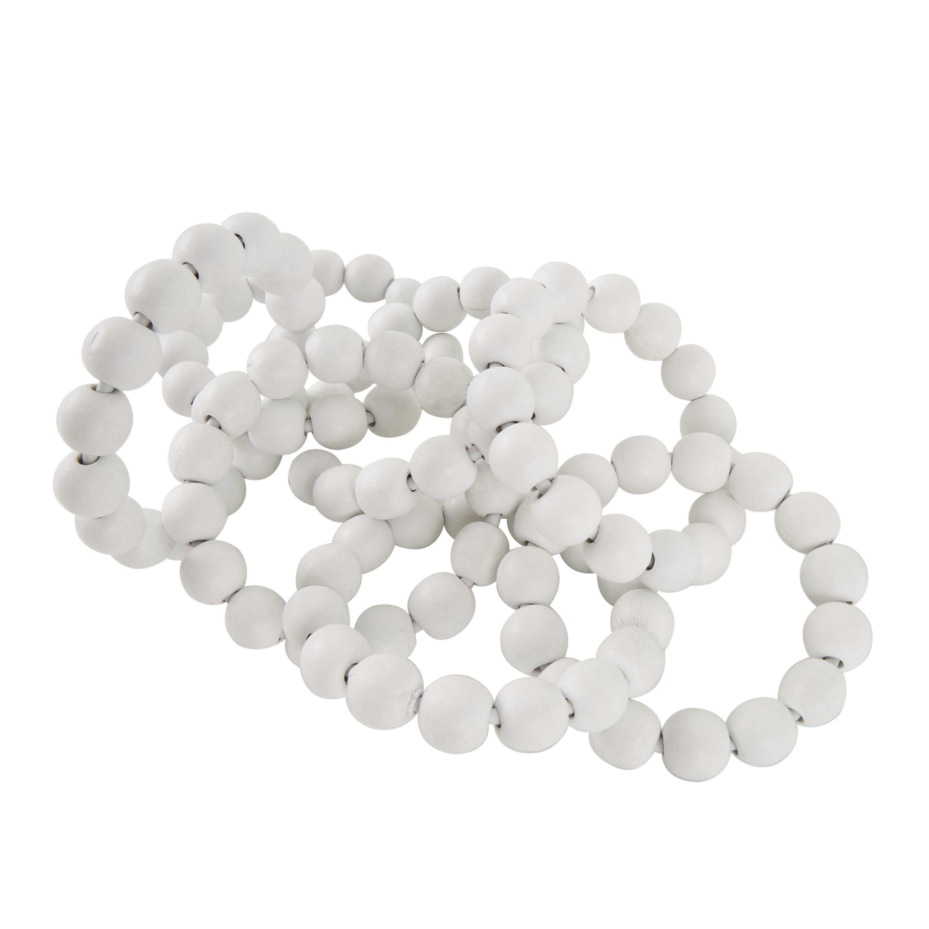 20" x 2" White Wood Beaded 7 Link Chain Sculpture, by DecMode