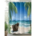 thumbnail image 2 of Shower Curtain Ocean Beach Shower Curtains for Bathroom, Waterproof Polyester Shower Curtain Set with Hooks, Standard Size 66" x 72" Palm Tree Nautical Vessel, 2 of 6