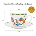 thumbnail image 3 of Bone China Kitchen Teacups 8.8 fl oz (260 ml) Byzantium Flowers Tea Cup with Saucer Set of 2 Pretty Tea Cup with Matching Saucer Christmas Mugs, 3 of 4