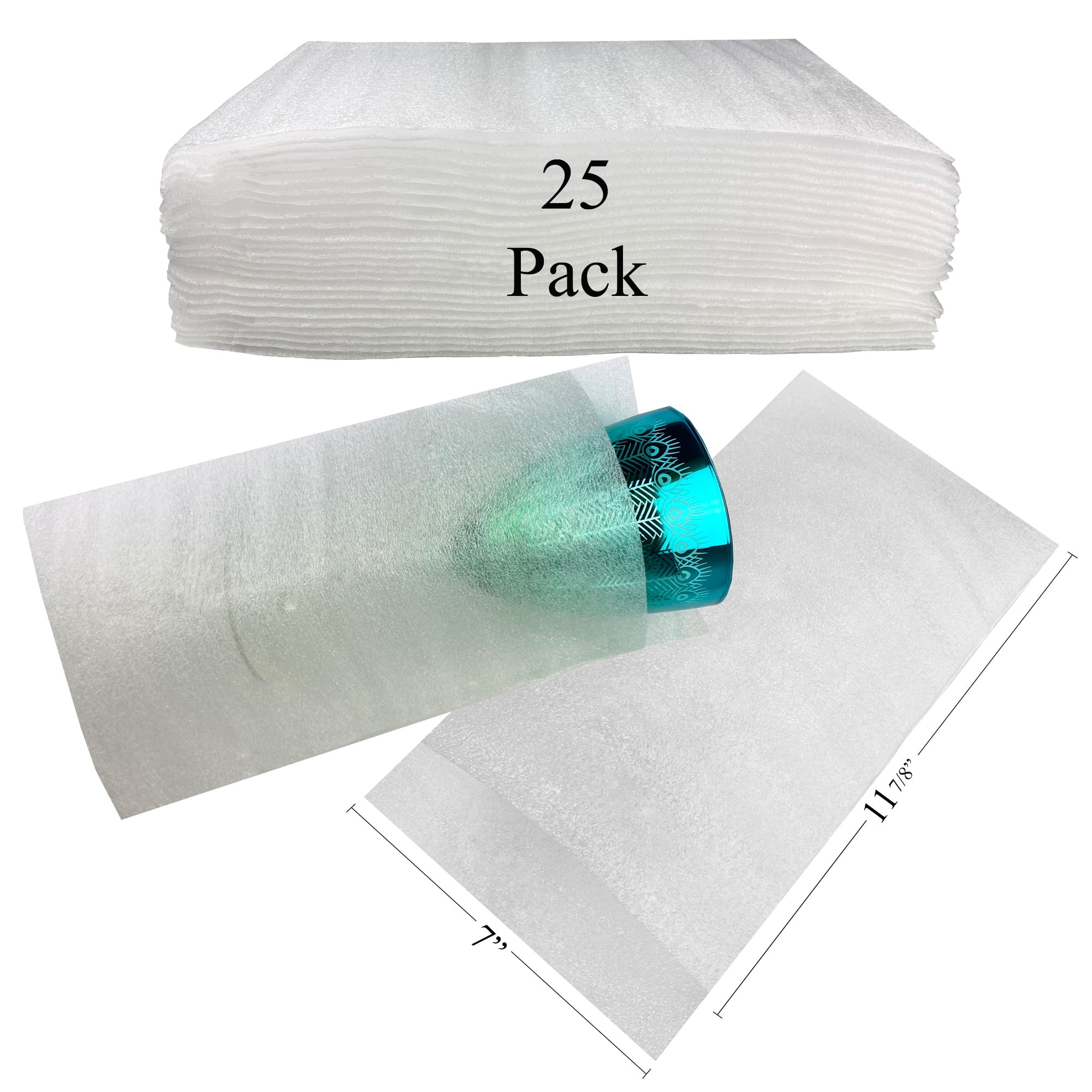 Porcelain & Fragile Items Glasses Foam Wrap Cup Pouches 7 x 11 7/8” 50 Count Packing Supplies for Moving by California Basics Cushion Pouches to Protect Dishes
