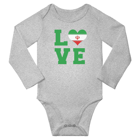 

Love Iran Heart Flag Baby Long Slevve Rompers (Gray 12-18 Months)