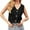Black, variant on Sleeveless Womens Summer Crop Tops Denim Vest V Neck Button Down Jean Waistcoat Jacket