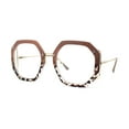 thumbnail image 2 of Luxury Double Rim Octagonal Blue Light Blocking Computer Eyeglasses Beige Tortoise Gold, 2 of 4