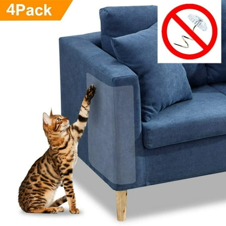 4PCS Cat Scratch Furniture Clear Premium Heavy Duty Flexible Vinyl Pet Couch Protector Guards for Protecting Your Furniture Stops Scratching Cats Furniture (Best Couch For Cats That Scratch)