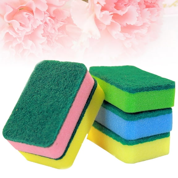 GOOHOCHY Assorted Color Durable Sponge Cleaning Pad for Kitchen Use 5pcs Multi-purpose Scouring Pads