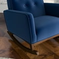 thumbnail image 4 of Demetrius Mid-Century Modern Solid Wood Rocking Chair in Blue Microfiber Upholstery with High-Density Foam Cushion for Living Room & Nursery – 39" x 27.8" x 36.5", 4 of 8