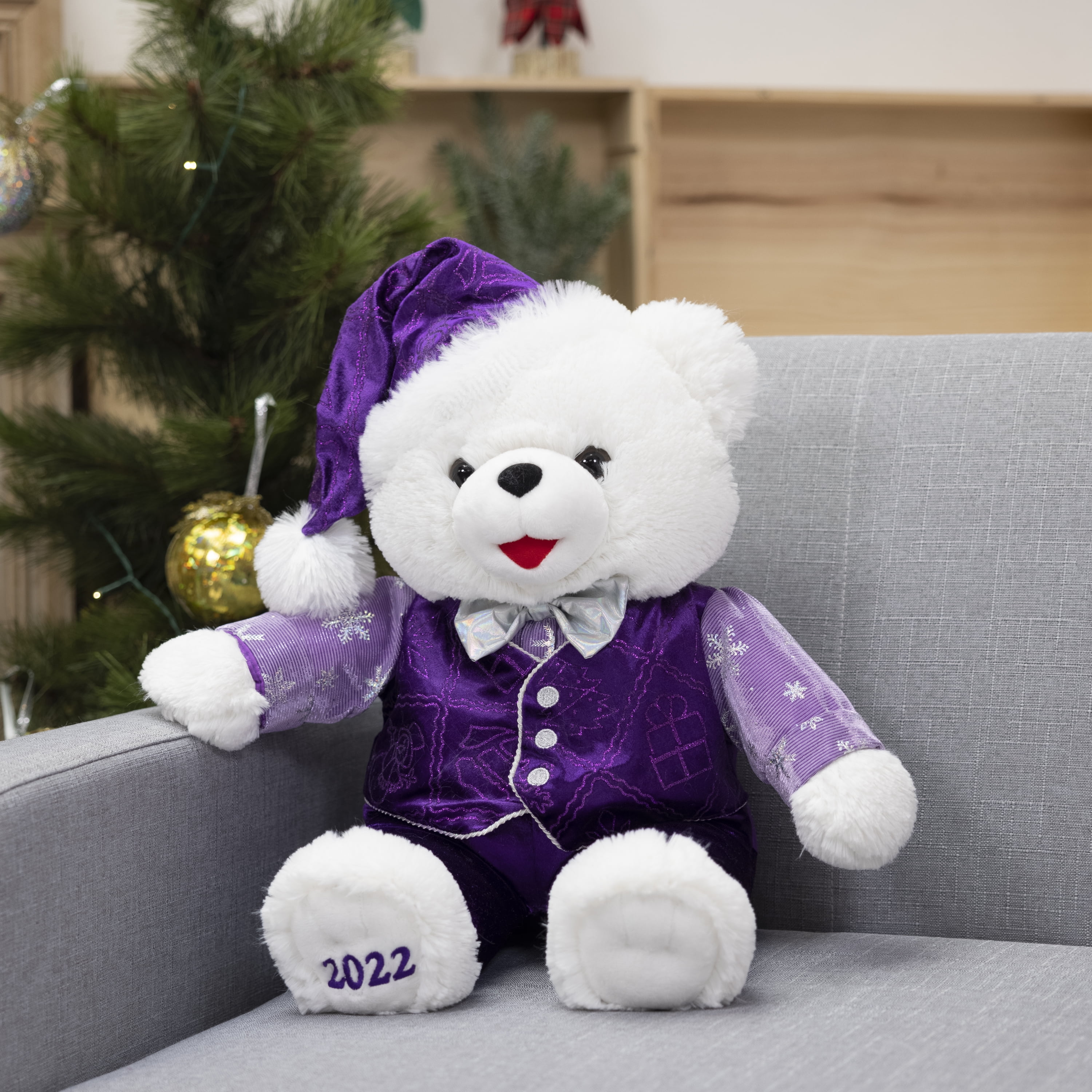 Holiday Time 15 inch Snowflake Teddy Bear 2022, Snowflake Red