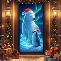 Hometravel Christmas Door Curtain Decor, Holiday Scene Background Door Cover, Festive Entryway Decorations for Home, Party Settings