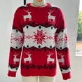 thumbnail image 3 of GYRATEDREAM Family Matching Christmas Sweater Crew Neck Long Sleeve Snowflake Elk Reindeer Print Cute Pullover Tops Xmas Holiday Ugly Knitted Knitwear for Child-Adult Red White Color, 3 of 9