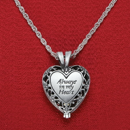 Collections Etc Women's Brass Urn Enclosed in Heart Locket Necklace, Silver