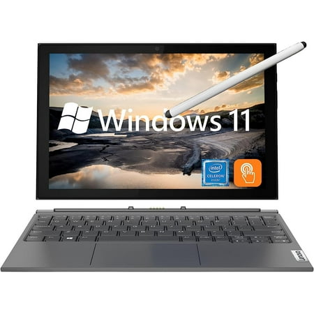Lenovo Ideapad Duet 3i, 10.3 Inch Touchscreen 2 in 1 Tablet with Detachable Keyboard, Stylus Pen, Intel Celeron N4020, Windows 11, 4GB RAM, 64GB eMMC+256GB Card, Type-C, Graphite Grey