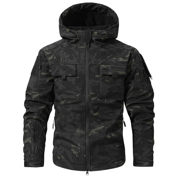 Tiweut Softshell Jackets for Womens Camo Print Workwear Coat Loose Fit Long Sleeve Hooded Functional Outdoor Wear Tops Camouflage,L