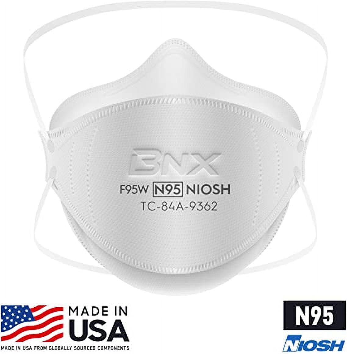 BNX N95 White Respirator Face Mask, Tri-Fold Cup/Fish Style, 20-Pack, Model F95W