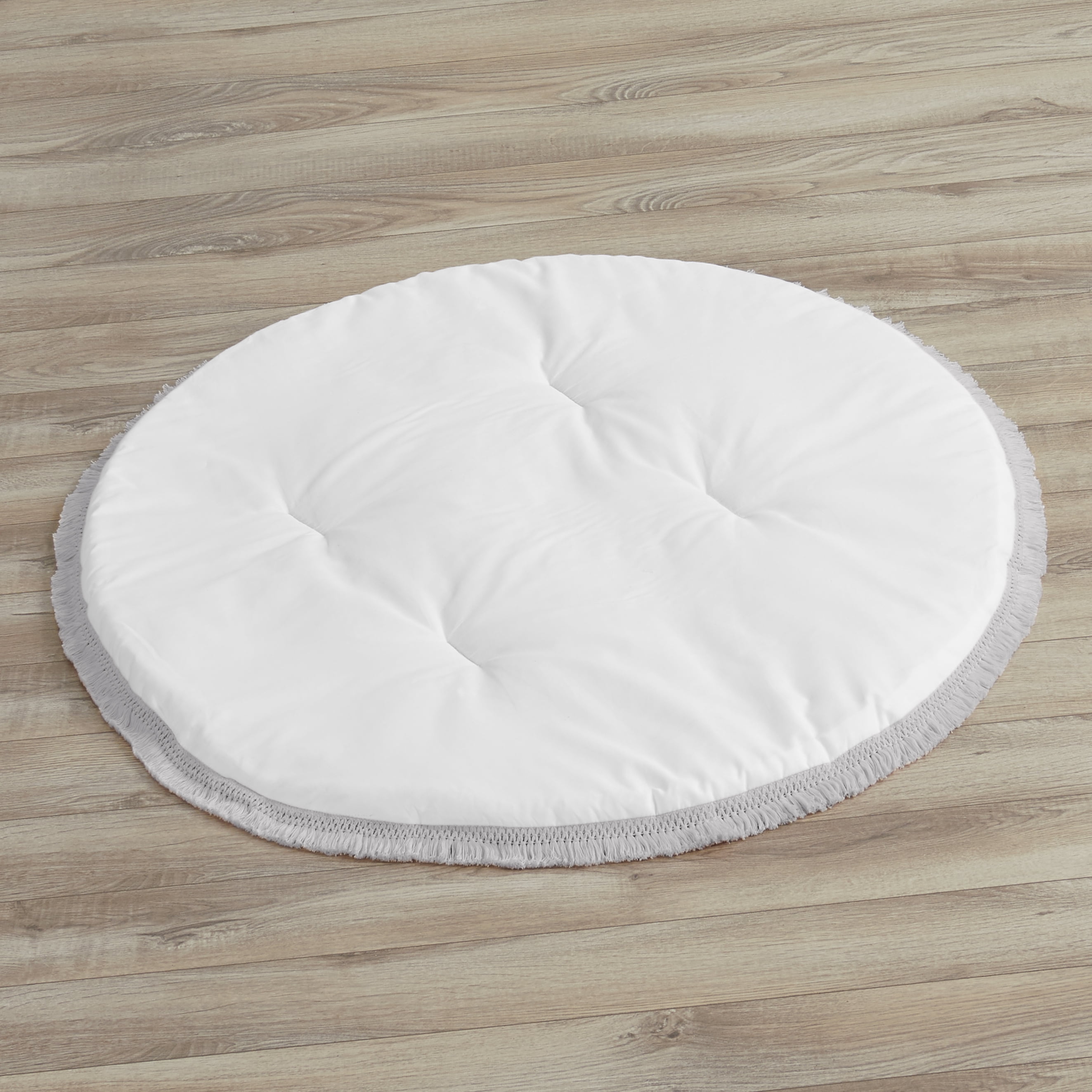 Boho Fringe White and Grey Baby Play Mat by Sweet Jojo Designs