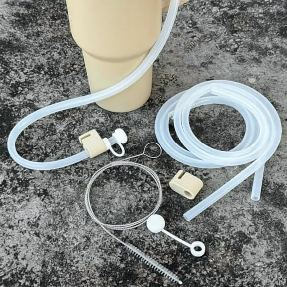 Extra Long Silicone Straws - 35" Extendable Reusable Silicone Straws with Straw Cover - Compatible with Stanley 40 & 30 oz Tumblers - Flexible & Straw Cleaner$$Home Decor, Kitchen, & Other