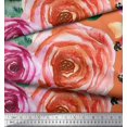 thumbnail image 2 of Soimoi Tissu en Poly Georgette Imprimé Feuilles et Roses au Mètre 42 Pouces de Large, 2 of 3