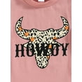 thumbnail image 6 of TSEXIEFOOFU Kids Girls Summer Outfits Letter Print Short Sleeve T-shirt and Elastic Cow/ Leopard Print Flare Pants Set, 6 of 8