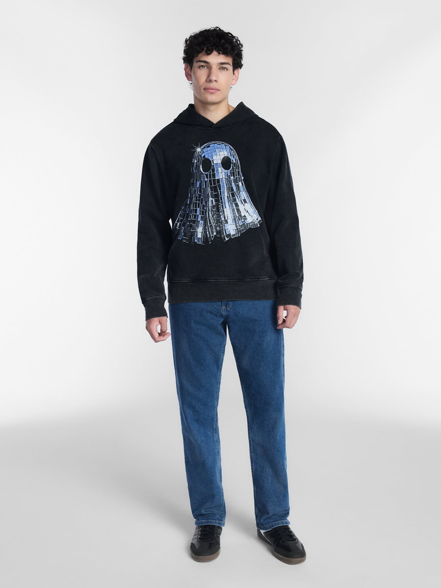Halloween Oversized Fit Disco Ghost Graphic Fleece Hoodie Sweatshirt, Men's Sizes XS-4XLT