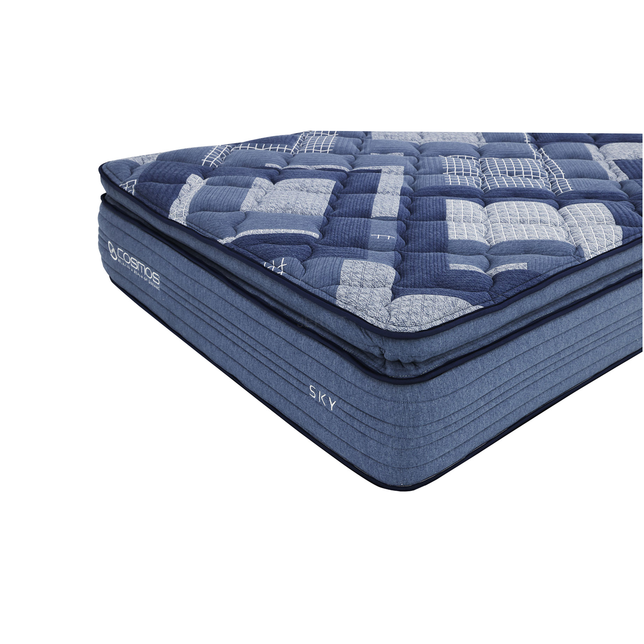 JERFIT 14 Inch King Size Mattress, Blue Multi Color Pocket Spring Hybrid Mattress with Memory Foam for Motion Isolation Pressure Relief, CertiPUR-US Certified, Roll-Packed for Easy Setup