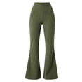 thumbnail image 5 of QIYAGBSA Crossover Flare Pants for Women Ribbed High Waisted Bell Bottom Bootcut Stretch Solid Trousers with Side Pockets Office Casual Fall, 5 of 5