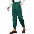 thumbnail image 4 of INSPIRE CHIC Cropped Pants for Men's Double Pleated Zipper Leg Tapered Formal Dress Pants Green 36, 4 of 5