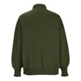 thumbnail image 5 of Womens Knitted Mock Neck Sweater Lantern Long Sleeve Plain Pullover Tops for Fall Winter Casual Clothes Loose Fit (Large, Army Green), 5 of 6