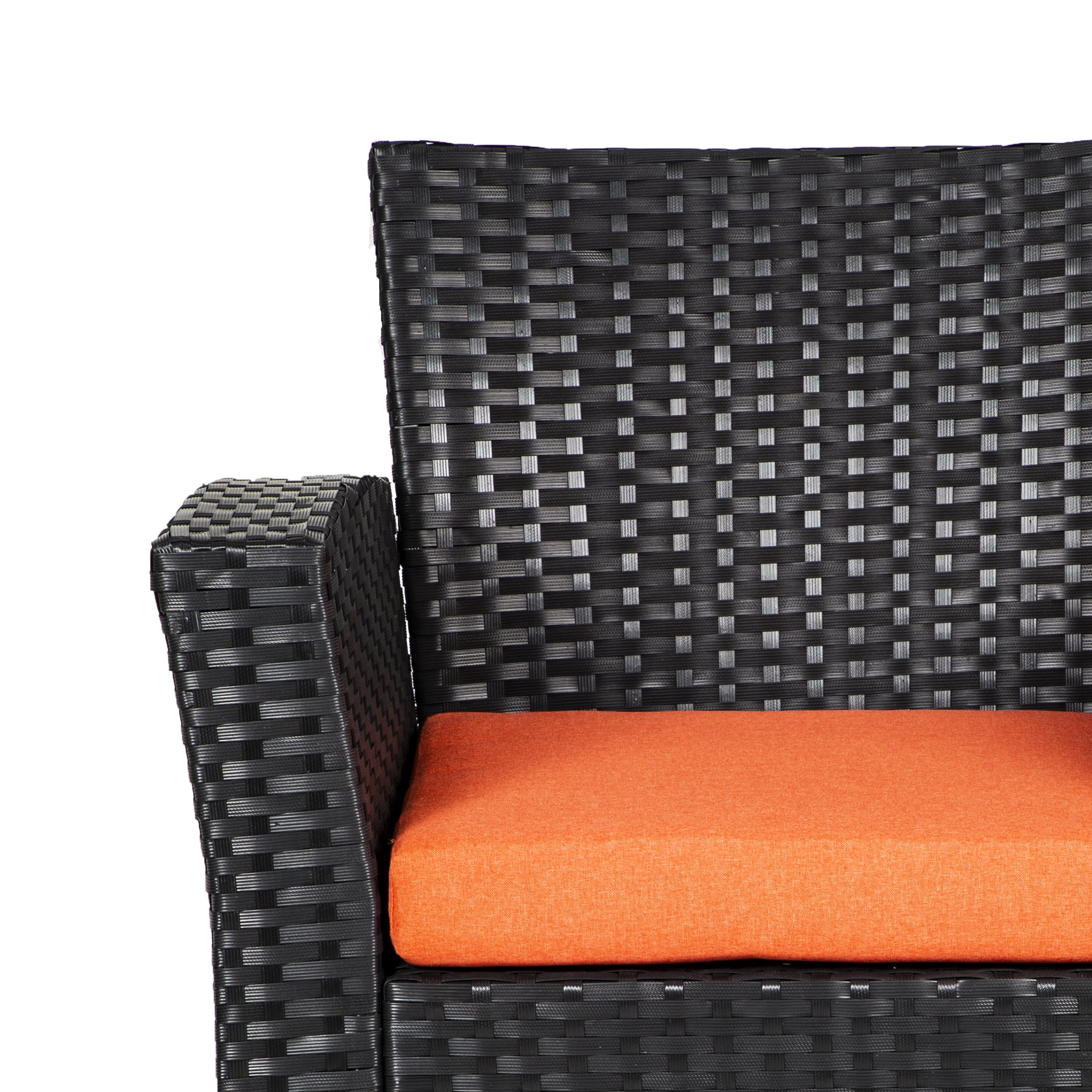 4-Piece Outdoor Patio Conversation Sofa Set with Cushions, Black/Orange