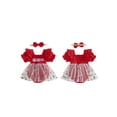 thumbnail image 2 of BemeyourBBs Newborn Baby Girl 4th of July Romper Dress Baby Girl Patriotic Smocked Dress Fourth of July Outfit American Flag Embroidery PuffShort Sleeve Star Print Tulle Tutu Dress with Headband, 2 of 9