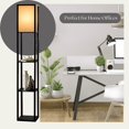 thumbnail image 4 of Modern Black Floor Lamp with Shelves, - Wooden Storage Shelf Floor Lamp for Living Room, Bedroom, 4 of 8