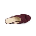 thumbnail image 4 of BLISSFUL STEP Women's Sandals Block Heels Crisscross Strap Mules Slide Sandals Burgundy 5.5, 4 of 8