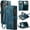 Blue, variant on for iPhone 16 Pro Wallet Case with Card Slots, Zipper Pocket and Magnetic Flip Folio, RFID Blocking Card Holder Stand Leather Detachable Wristlet Strap 3-in-1 Case for Women and Men,Black