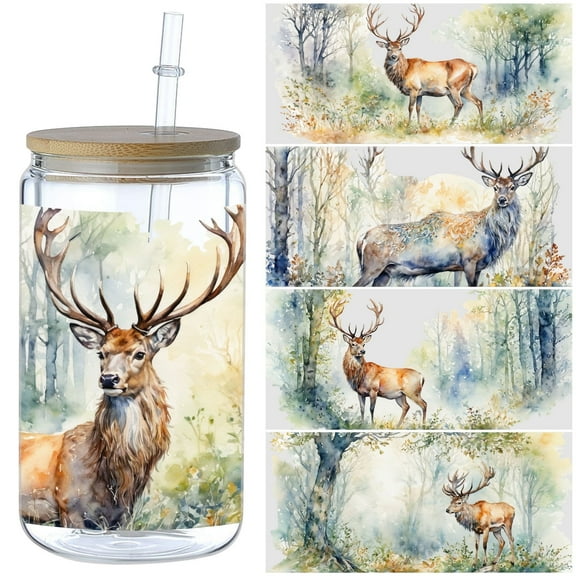 5pcs DIY UV DTF Transfer Stickers, For Glass Tumbler, Waterproof Decals, Plastic Adhesive Label For Bottles And Cups Decor