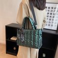 thumbnail image 4 of Bolso Bandolera Acolchado Algodón Bolso Con Asa Superior para Mujer Con Bufandas (verde), 4 of 9