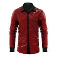 thumbnail image 1 of pstuiky Camisas de manga larga abrigadas para hombre, Camisa de manga larga con cuello vuelto para hombre, estilo informal, color liso, para discoteca Tops casuales para hombres xxxl, 1 of 6