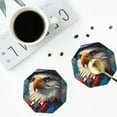 thumbnail image 5 of Pofeuu Surreal Bald Eagle Gentleman Print Leather Coasters Set of 6, Round Cups Mugs Mat Pad for Home Kitchen Heat Resistant Drink Coasters,Octagon, 5 of 7