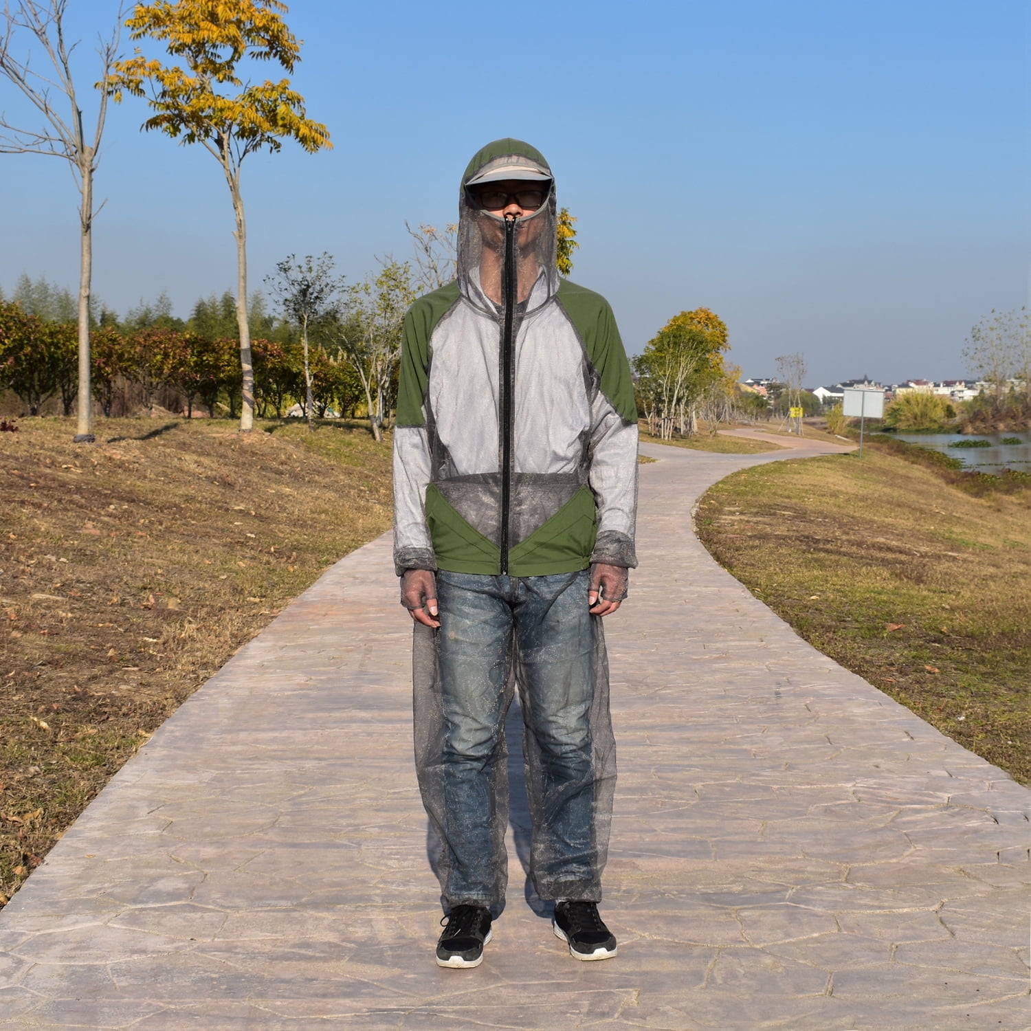 -proof Outdoor  Repellent Suit Bug Jacket Mesh Hooded Suits Fishing Hunting Camping Jacket  Protective Mesh Fishing Clothes  Prevent Suit