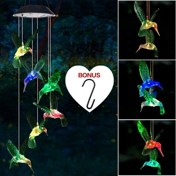 Wind Chime, Solar Hummingbird Wind Chimes Outdoor/Indoor（Gifts for mom/momgrandma Gifts/Birthday Gifts for mom）,Outdoor