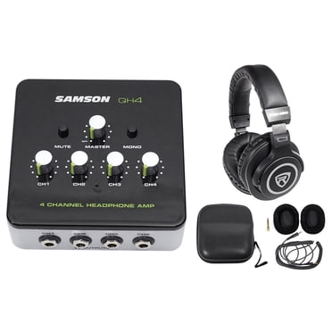 SAMSON QH4 4-Ch Stereo DJ Monitoring Headphone Amplifier Amp Studio Headphones