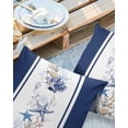 thumbnail image 3 of Outdoor Waterproof Pillow Covers Pack of 2, Summer Ocean Life Blue Shell Coral Starfish Striped Decorative Throw Pillowcases Cushion Covers for Garden Patio Tent Sofa Couch, 20x20 inch, 3 of 8